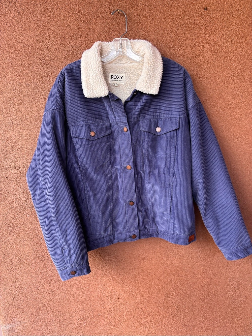 Roxy Purple Corduroy Sherpa-Lined Jacket with Cream Collar